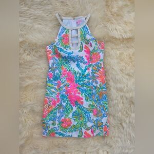 Lilly Pulitzer Pink Green Floral Casa Maria Kennedy Halter Dress Size 6